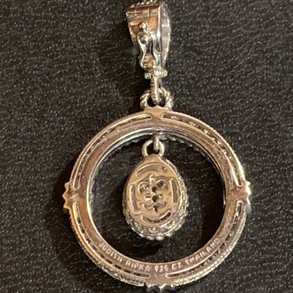 Judith Ripka Pendant/Enhancer Sterling Silver & CZ Round w/ Dangle - Picture 8 of 8